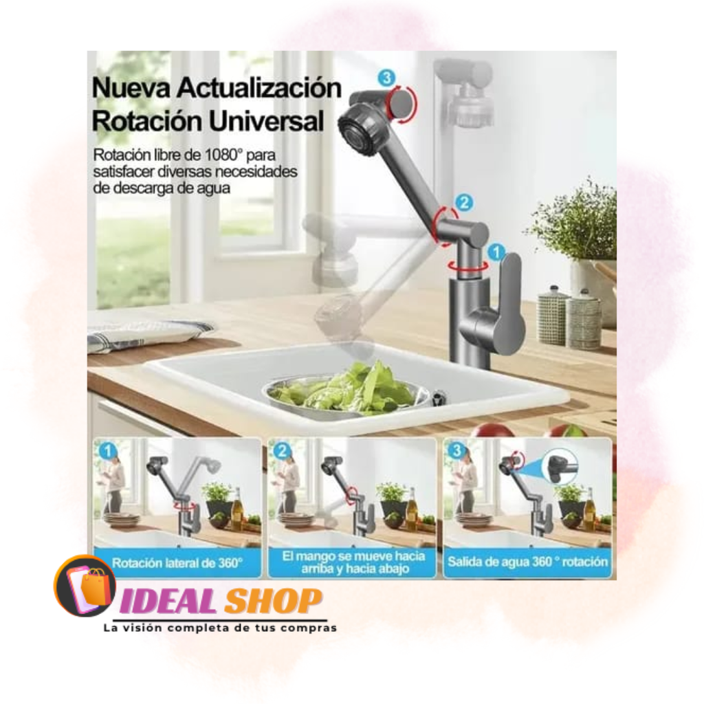 Grifo Giratorio Multidireccional y Ajustable (Cocina y Baño)