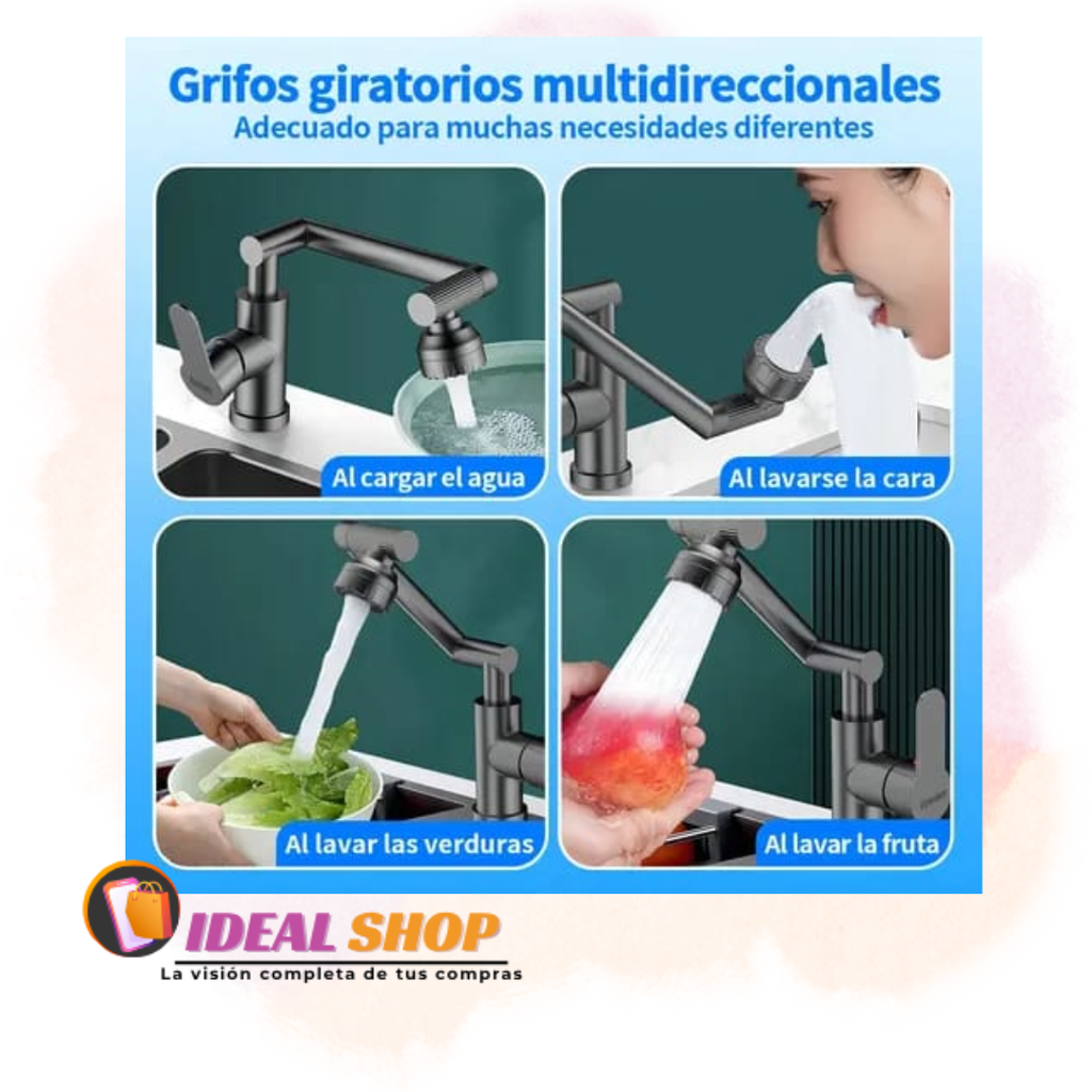 Grifo Giratorio Multidireccional y Ajustable (Cocina y Baño)